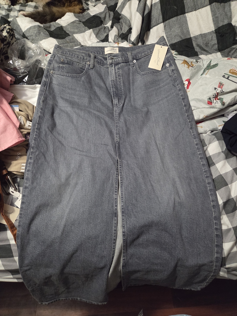 Women Jeans Gray Wide-Leg Skirt